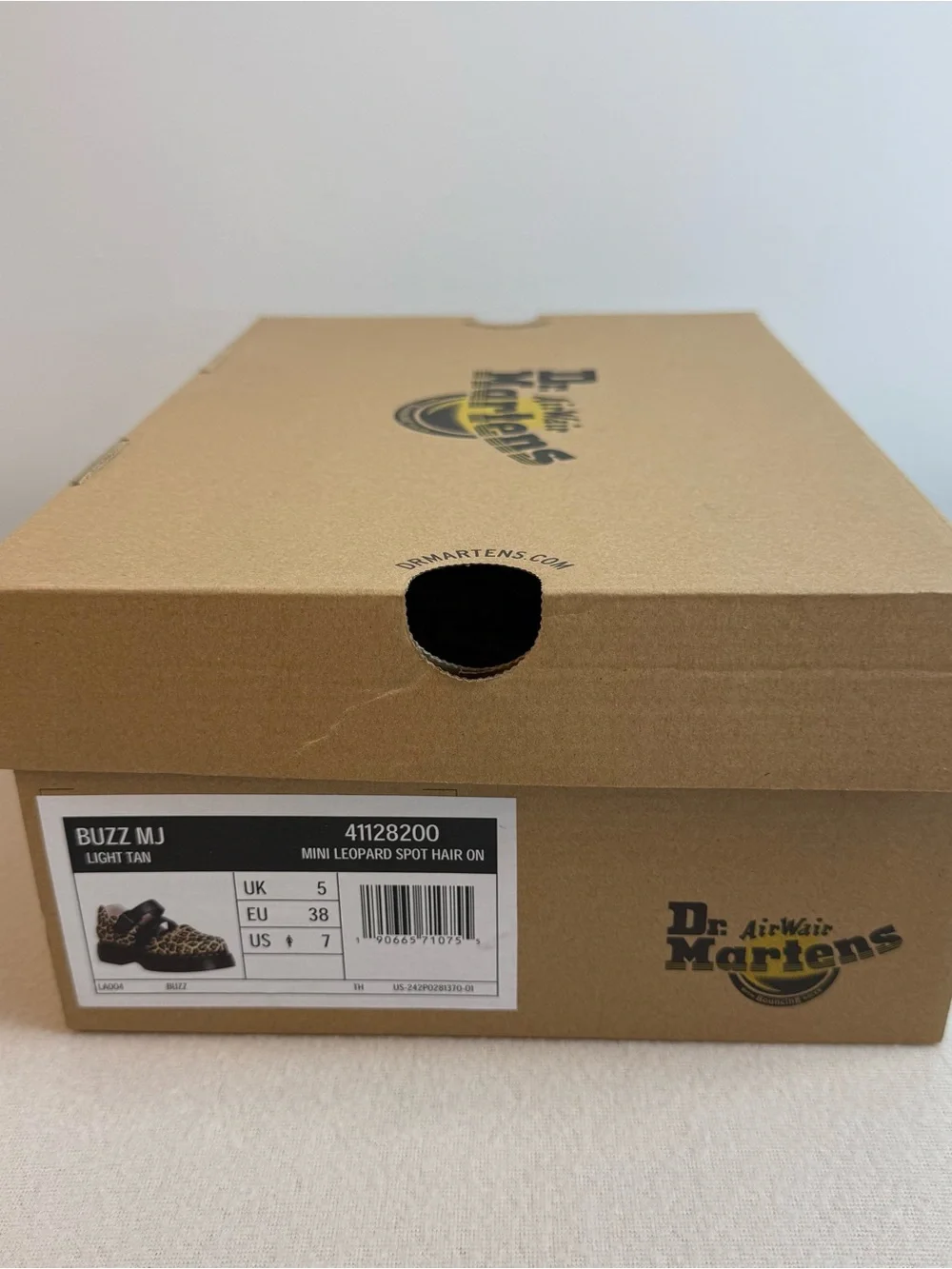 Dr. Martens Buzz MJ Mini Leopard Spot Hair-On — Light Tan